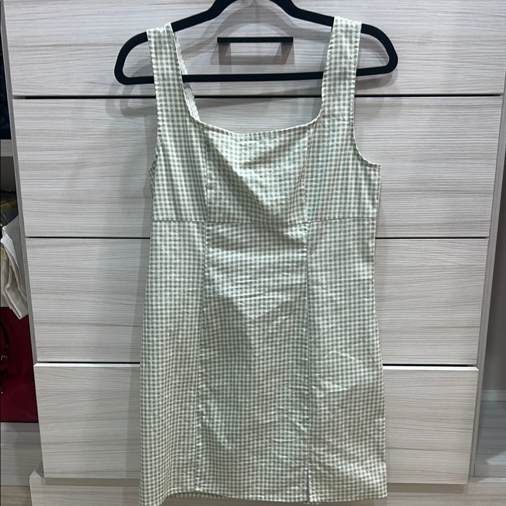 Green Checkered Sleeveless Dress